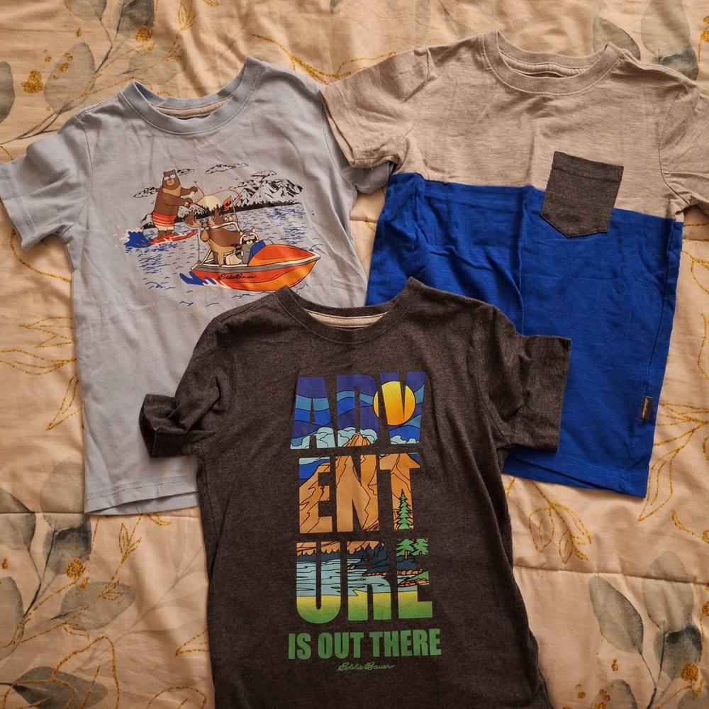 Eddie Bauer Kids Graphic Tee Trio - Blue, Gray, Multicolor